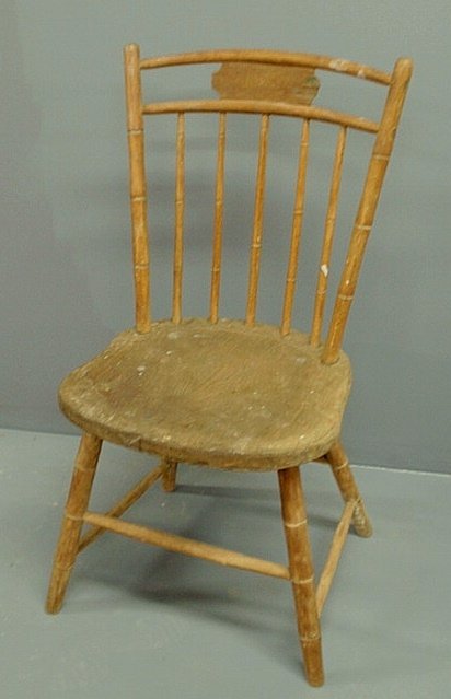 Philadelphia birdcage Windsor side chair, c.1820, : Philadelphia birdcage Windsor side chair, c.1820, with branded signature “GAW”. 34”h.x17”w.x15.25”d., seat 17”h.