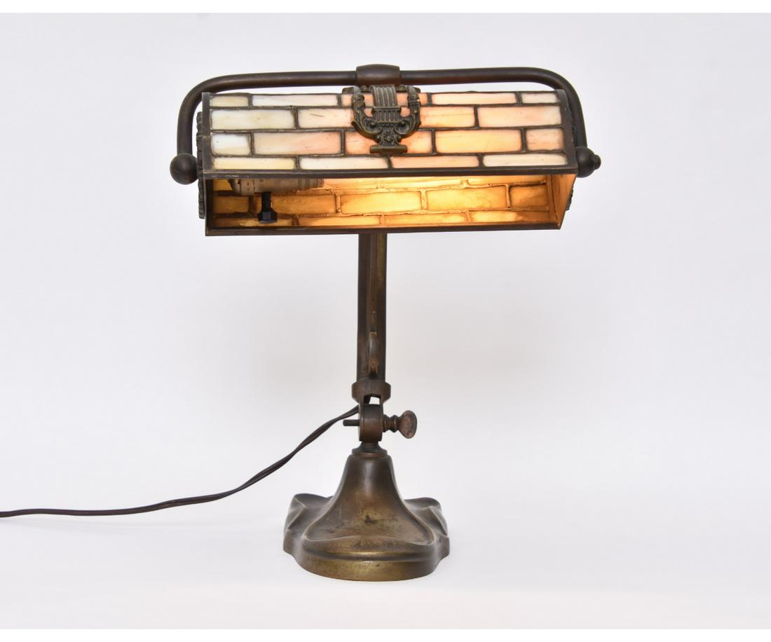 Art Nouveau Slag Glass Desk Lamp (1 of 7)