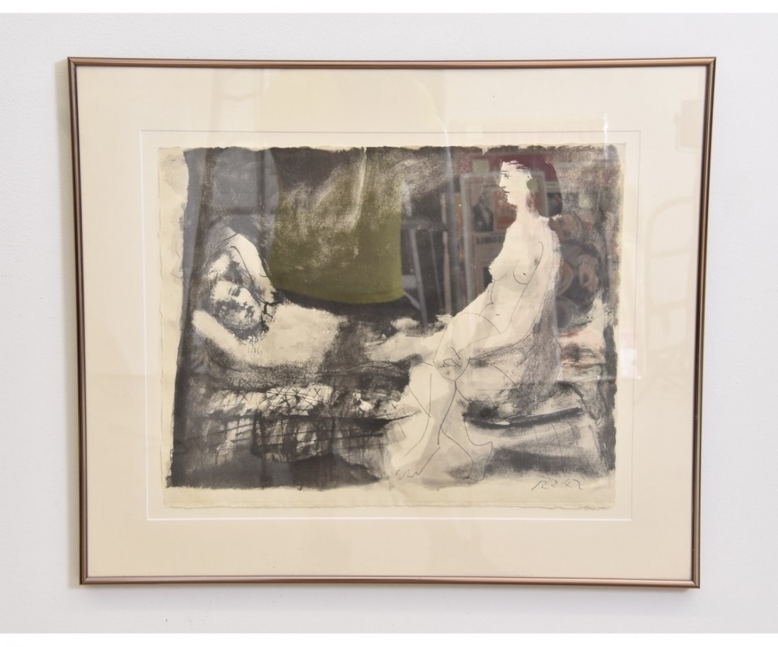 Picasso Homme Couche et Femme Assise Lithograph (1 of 4)