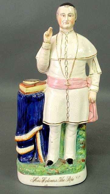 Large Staffordshire figure of His Holiness the Pop: Large Staffordshire figure of His Holiness the Pope. 18"h.