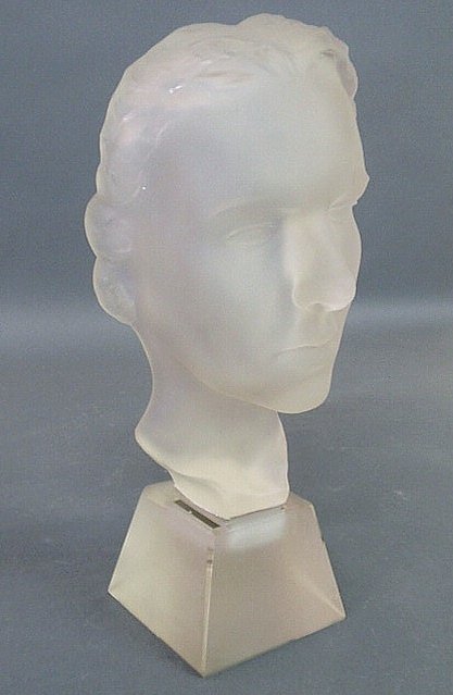 Frosted Baccarat glass mask bust of Ingrid Bergman: Frosted Baccarat glass mask bust of Ingrid Bergman titled "Ingrid". 14.5"h.
