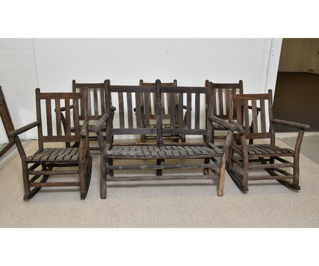 SET OF FIVE ADIRONDACK STYLE ROCKERS (1 of 7)