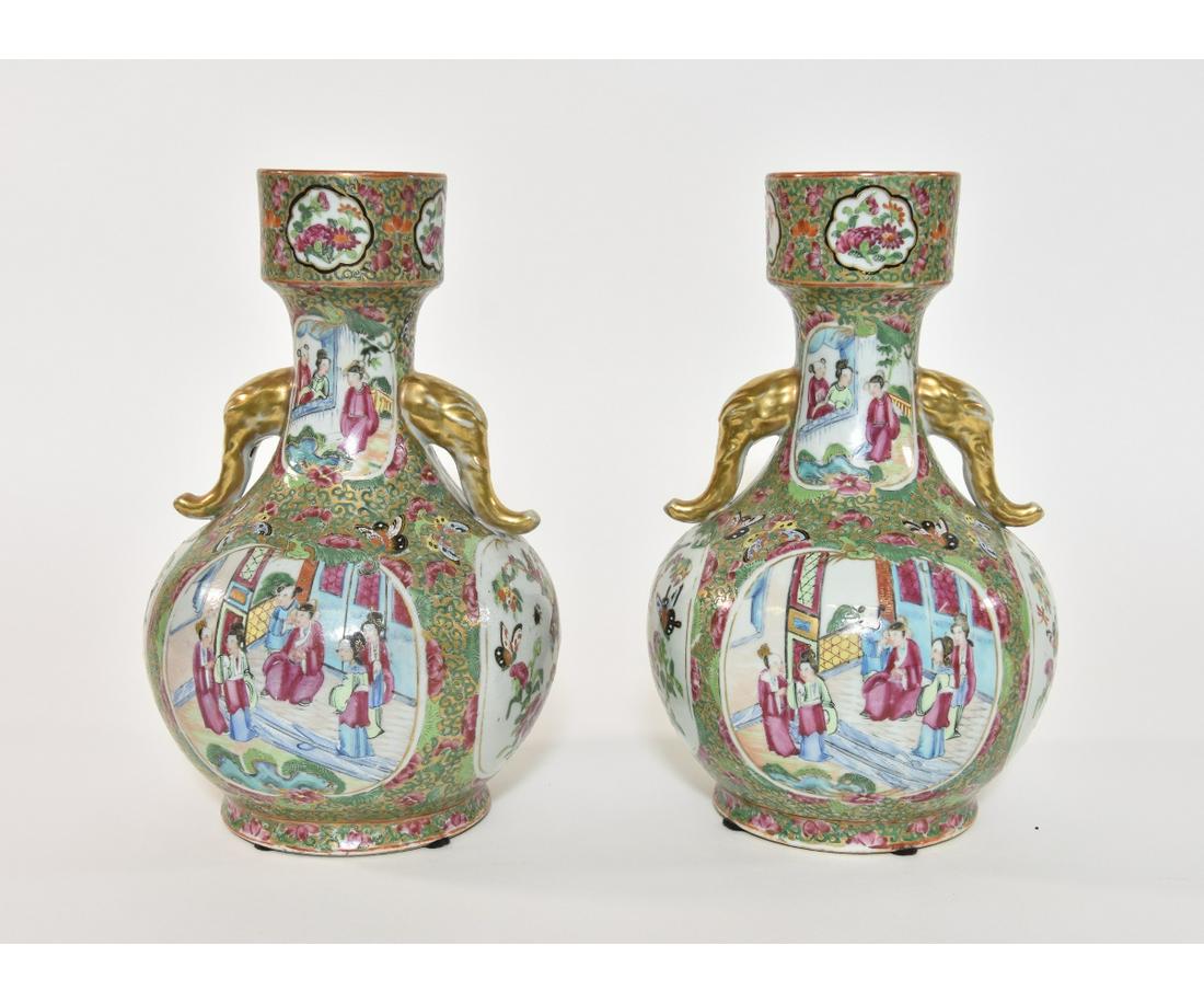 PAIR ROSE MEDALLION VASES (1 of 6)