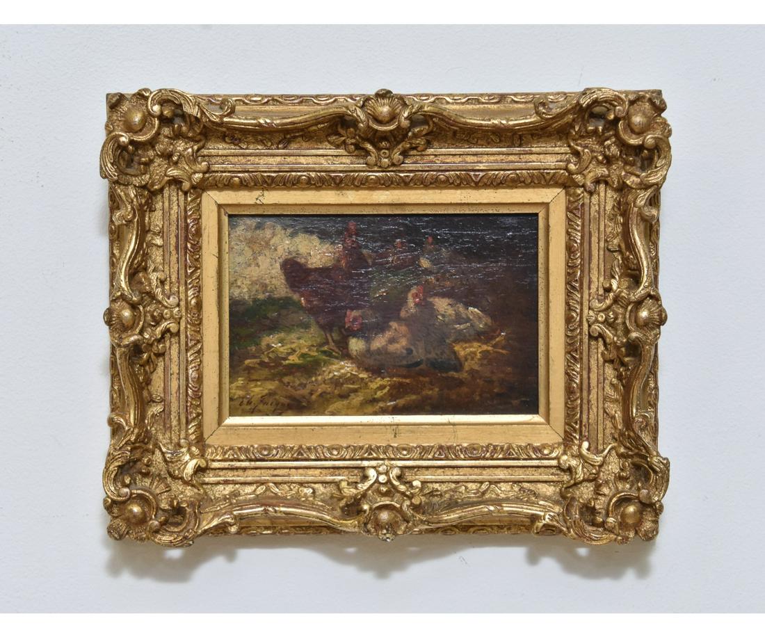 CHARLES EMILE JACQUE OIL ON PANEL (1 of 3)