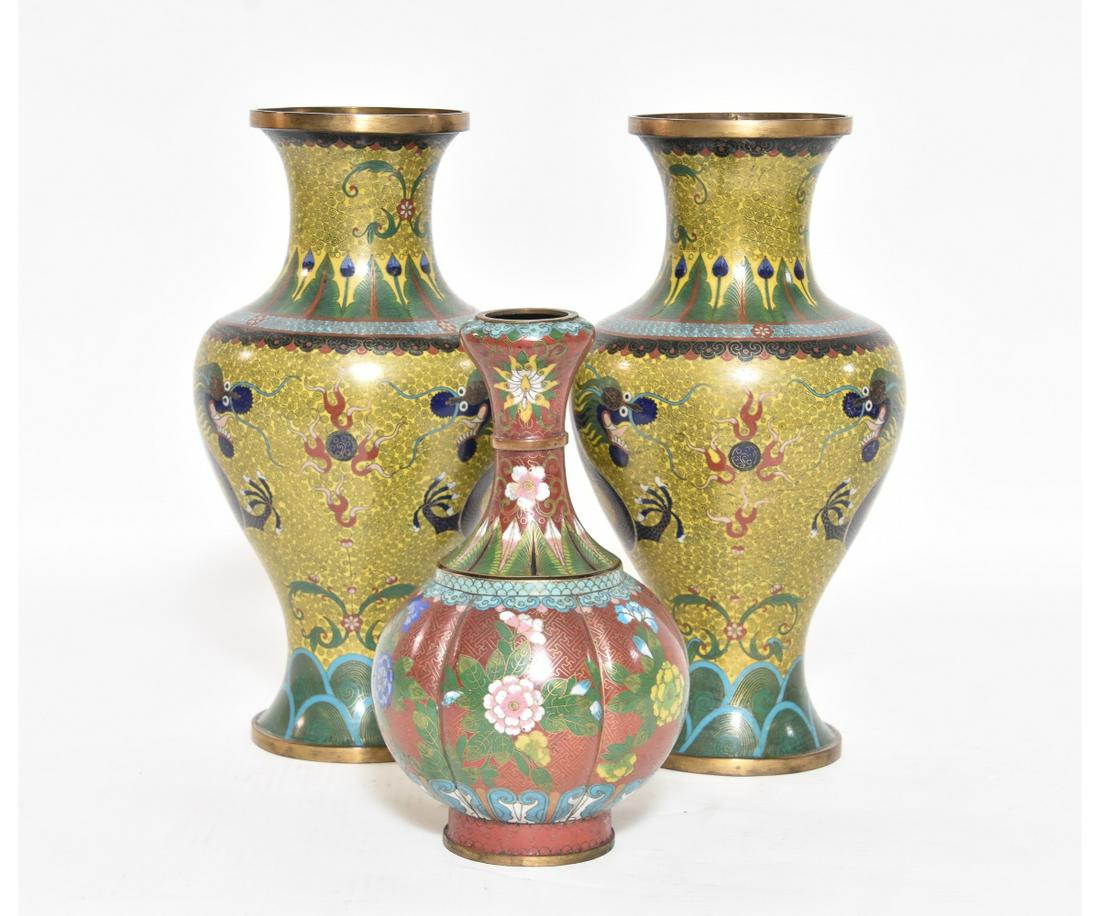 PAIR OF CHINESE CLOISONNE' VASES (1 of 7)