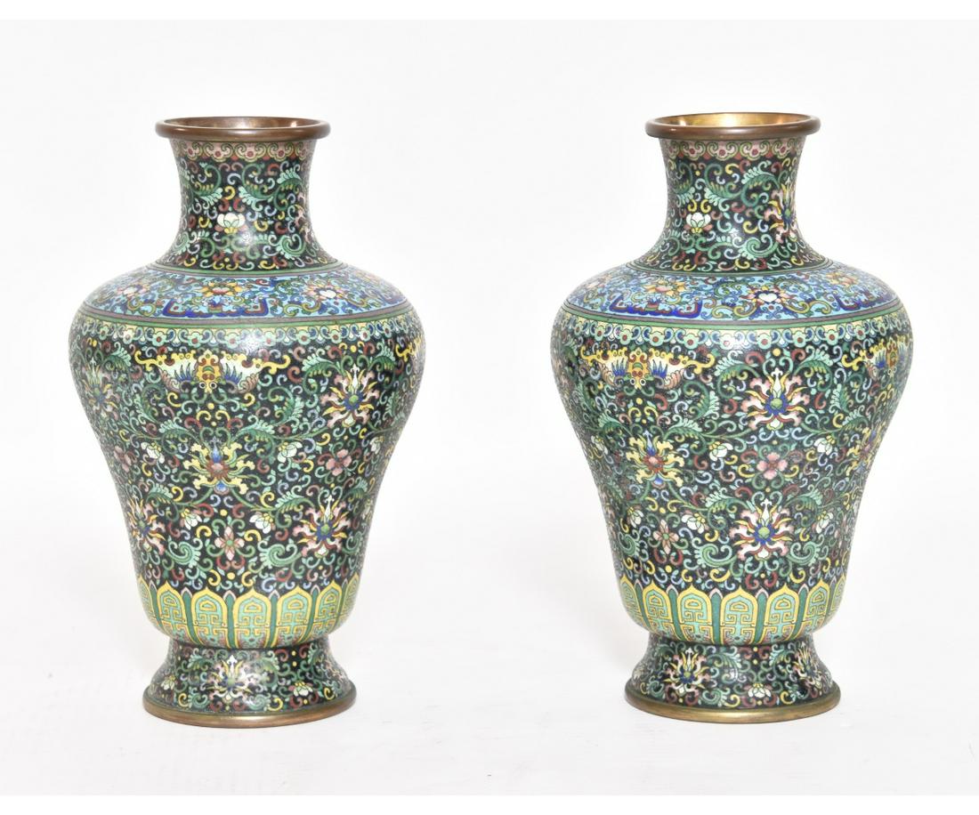 PAIR ASIAN CLOISONNE' VASES (1 of 6)