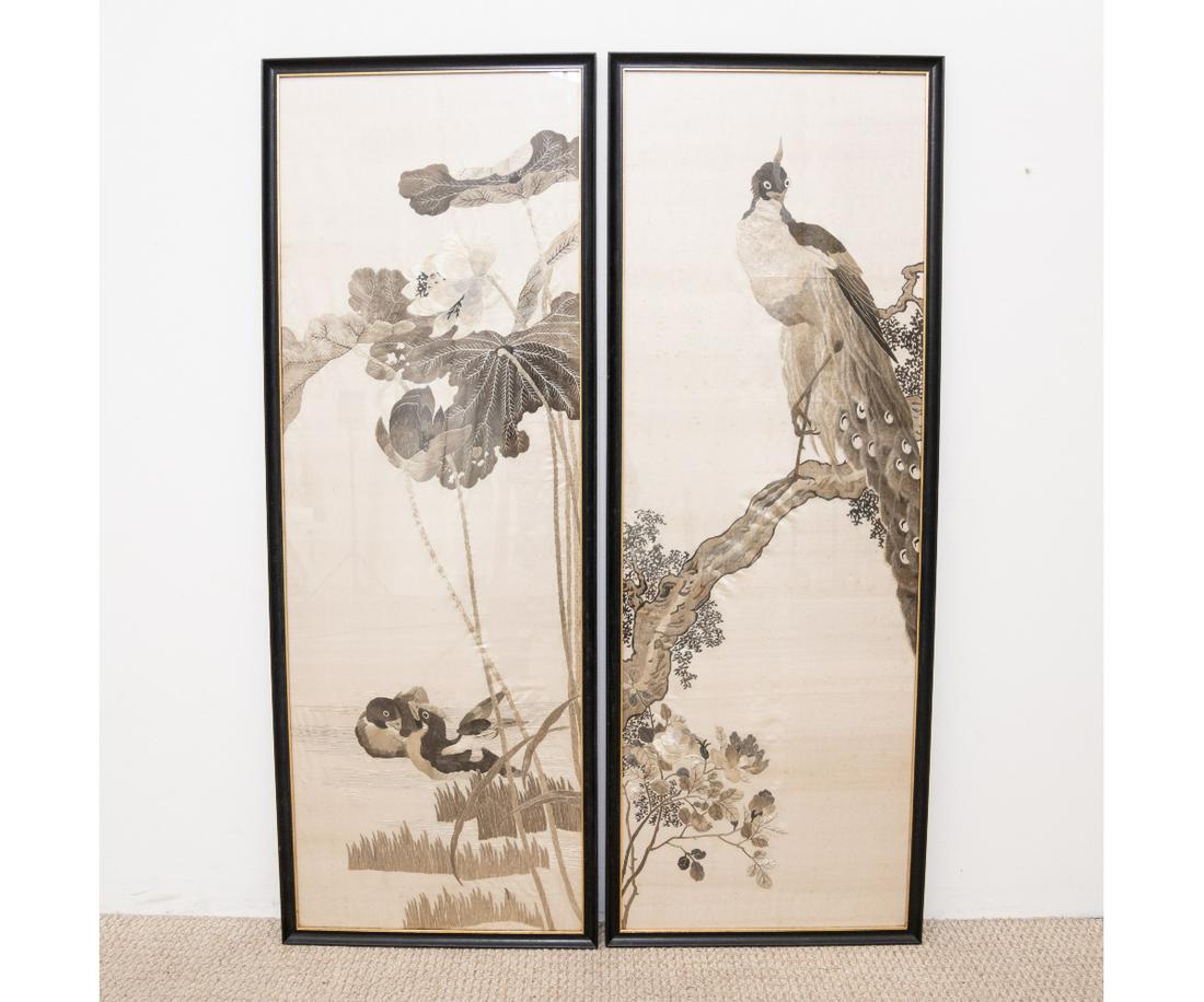 TWO FRAMED JAPANESE SILKWORKS (1 of 5)