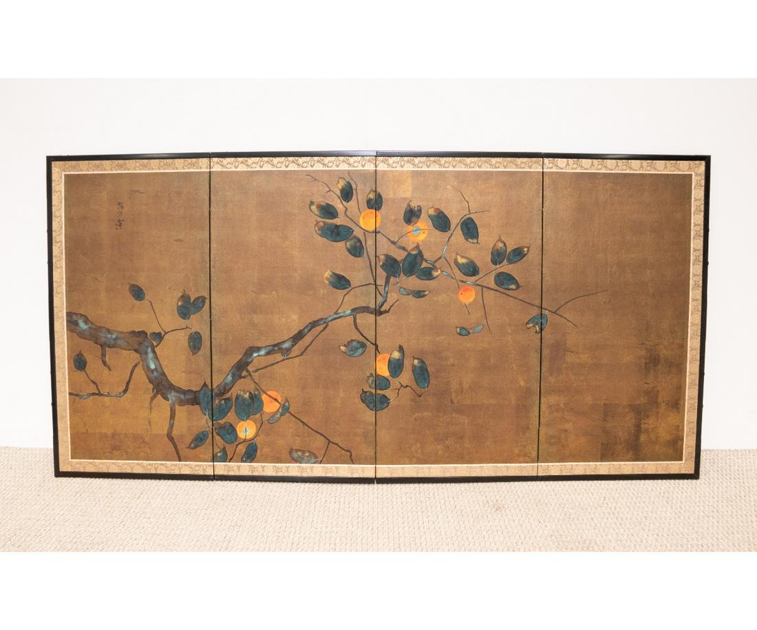 TWO JAPANESE FOUR PANEL SCREENS (1 of 9)