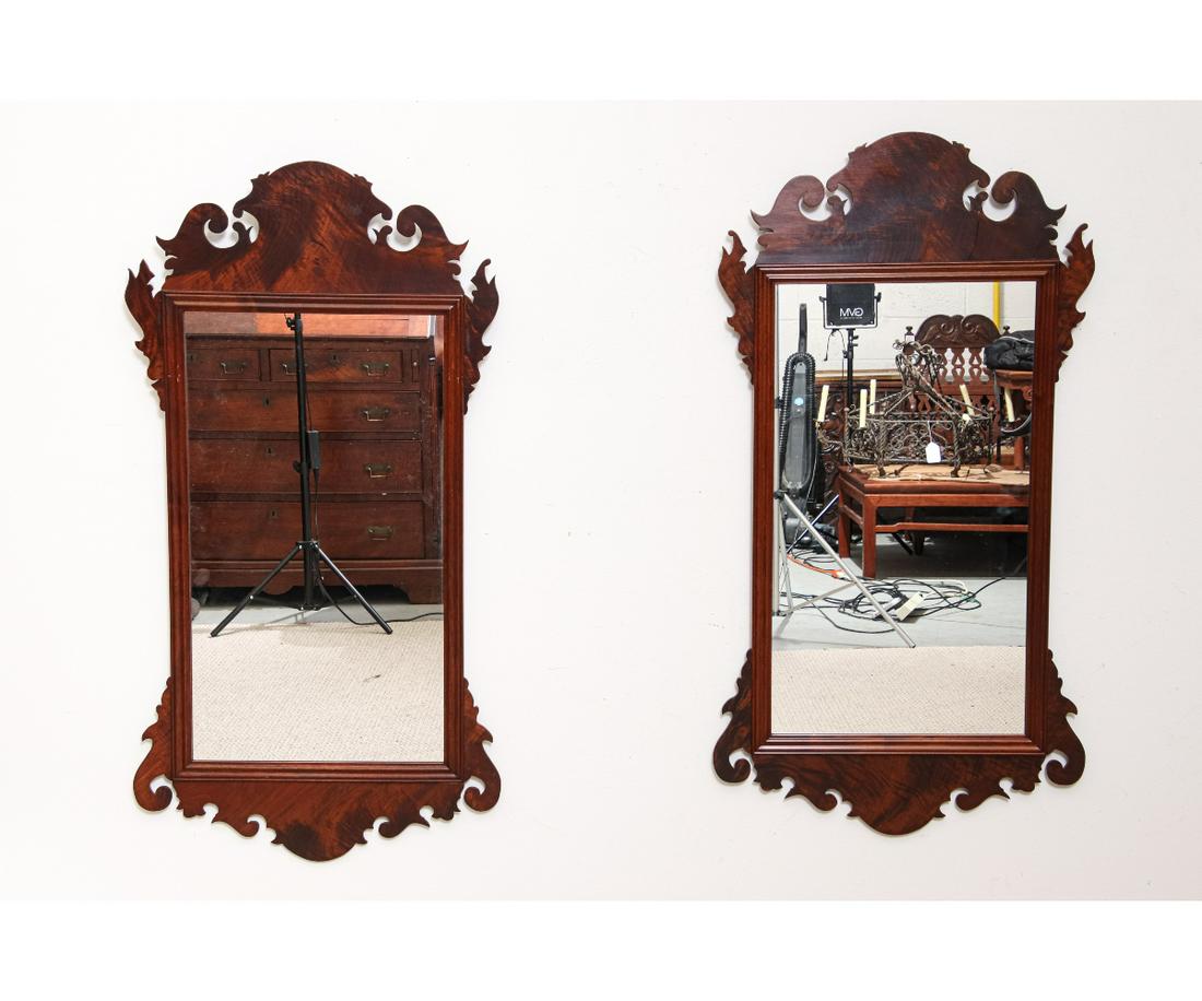TWO CHIPPENDALE STYLE CARVED MIRRORS (1 of 4)