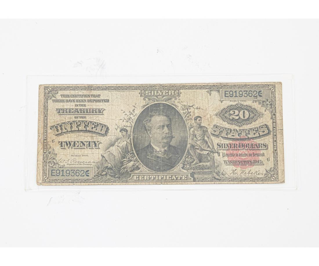 1891 TWENTY DOLLAR SILVER CERTIFICATE (1 of 2)