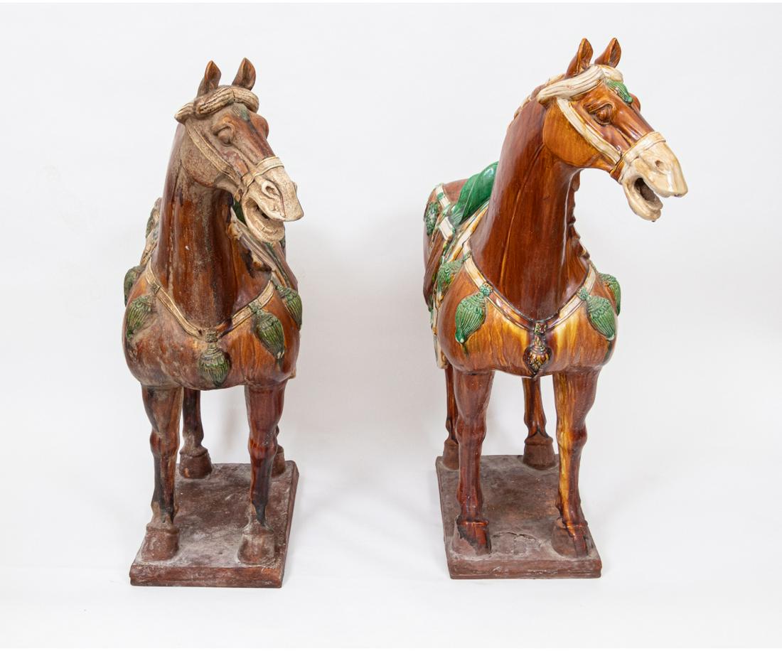 TWO CHINESE TANG SAN CAI GLAZED HORSES (1 of 9)