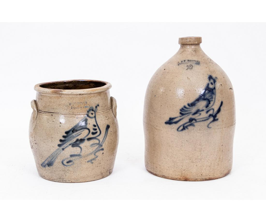 TWO STONEWARE PIECES (1 of 9)