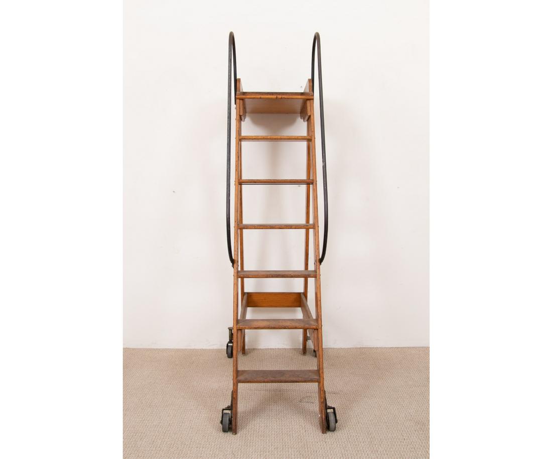 LARGE PUTNAM OAK LIBRARY LADDER (1 of 5)