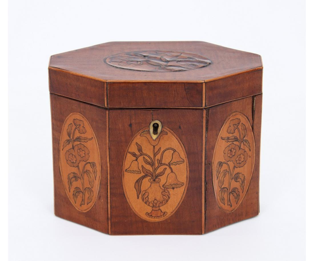 GEORGIAN SATINWOOD INLAID TEA CADDY (1 of 6)