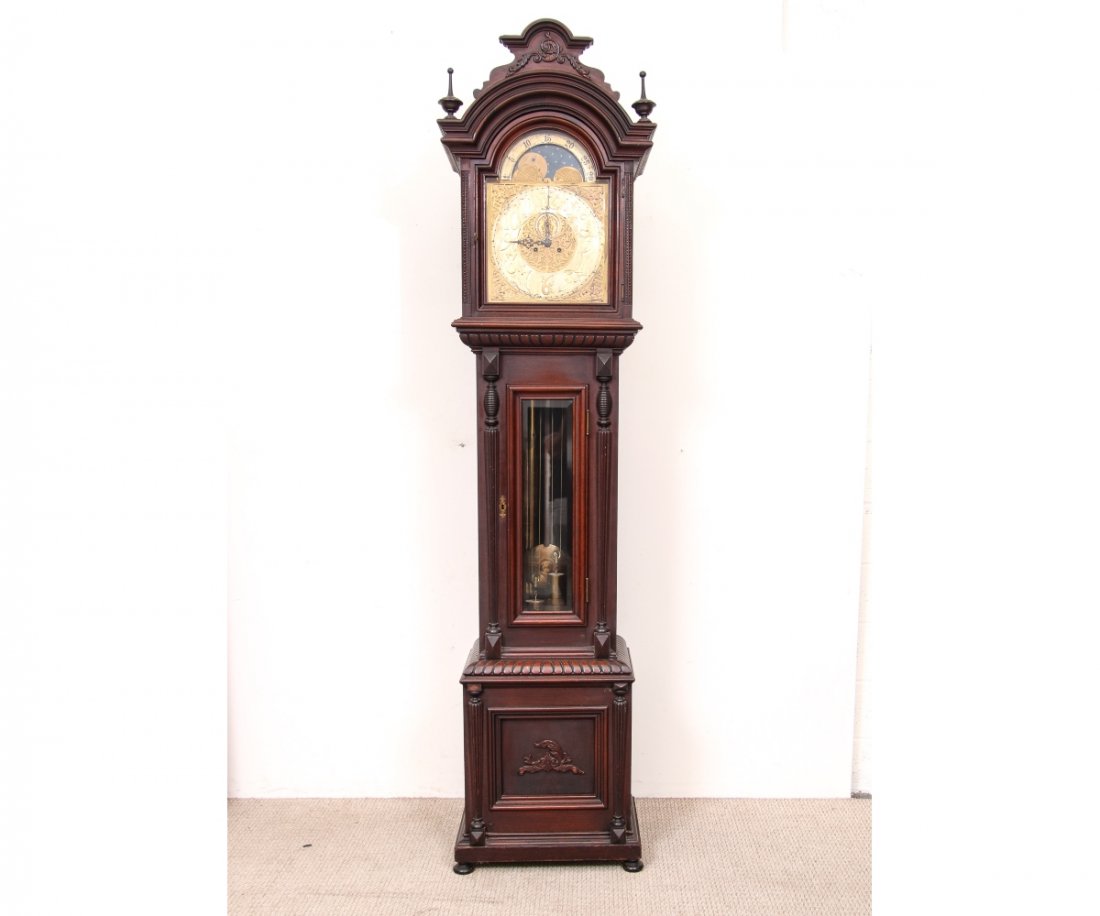 EMPIRE MAHOGANY STYLE TALL CASE CLOCK (1 of 8)