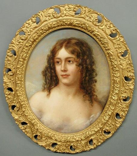 Oil on panel portrait of a young woman, c.1840, in: Oil on panel portrait of a young woman, c.1840, in the manner of Thomas Sully. 19.5"x15.5