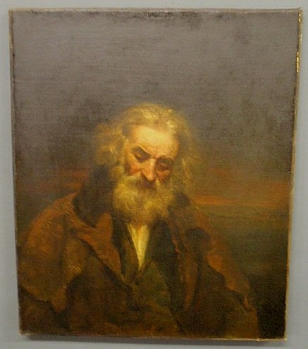 Oil on canvas portrait of a bearded gentleman, 19t: Oil on canvas portrait of a bearded gentleman, 19th c., in the manner of Thomas Eakins, unframed. 29.5’x25”