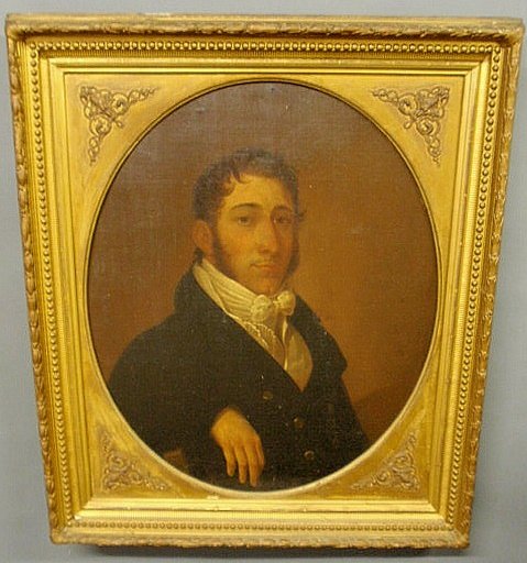 Oil on canvas portrait, c.1830, of Frederick Klett: Oil on canvas portrait, c.1830, of Frederick Klett (1792-1859), unsigned and mounted in an ornate gilt frame. From the Estate of Jane D. Sanville. 28”x23”