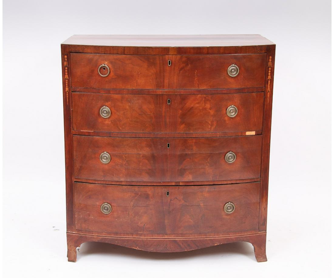 GEORGE III INLAID BOW-FRONT CHEST (1 of 6)