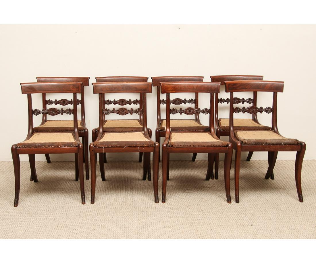 SET OF EIGHT CLASSICAL SABRE LEG SIDE CHAIRS (1 of 8)