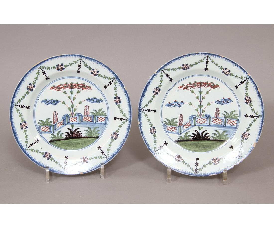 PAIR OF ENGLISH DELFT PLATES (1 of 4)