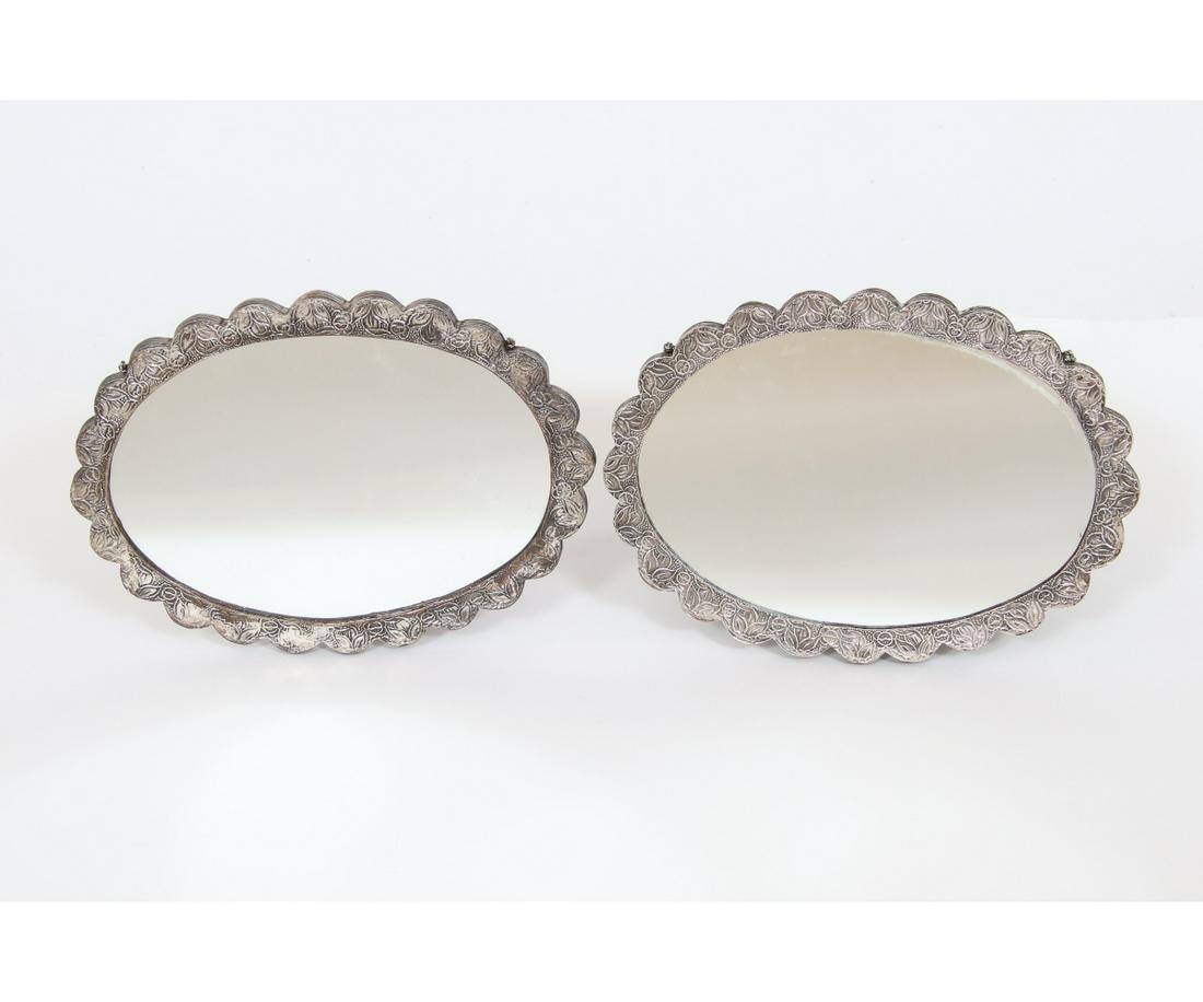 PAIR OF TURKISH SILVER MIRRORS (1 of 4)
