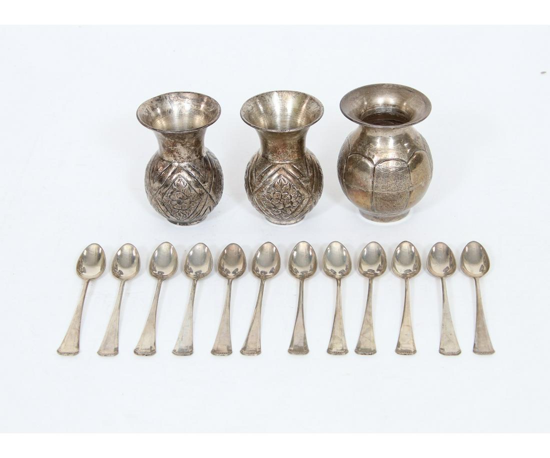 THREE TURKISH SILVER VASES etc. (1 of 5)