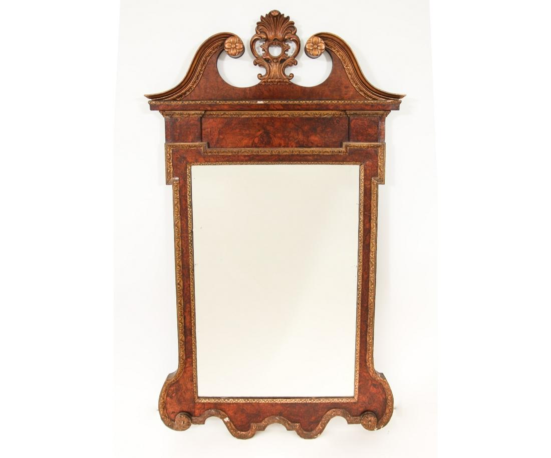 LARGE CHIPPENDALE BURL WALNUT MIRROR (1 of 5)