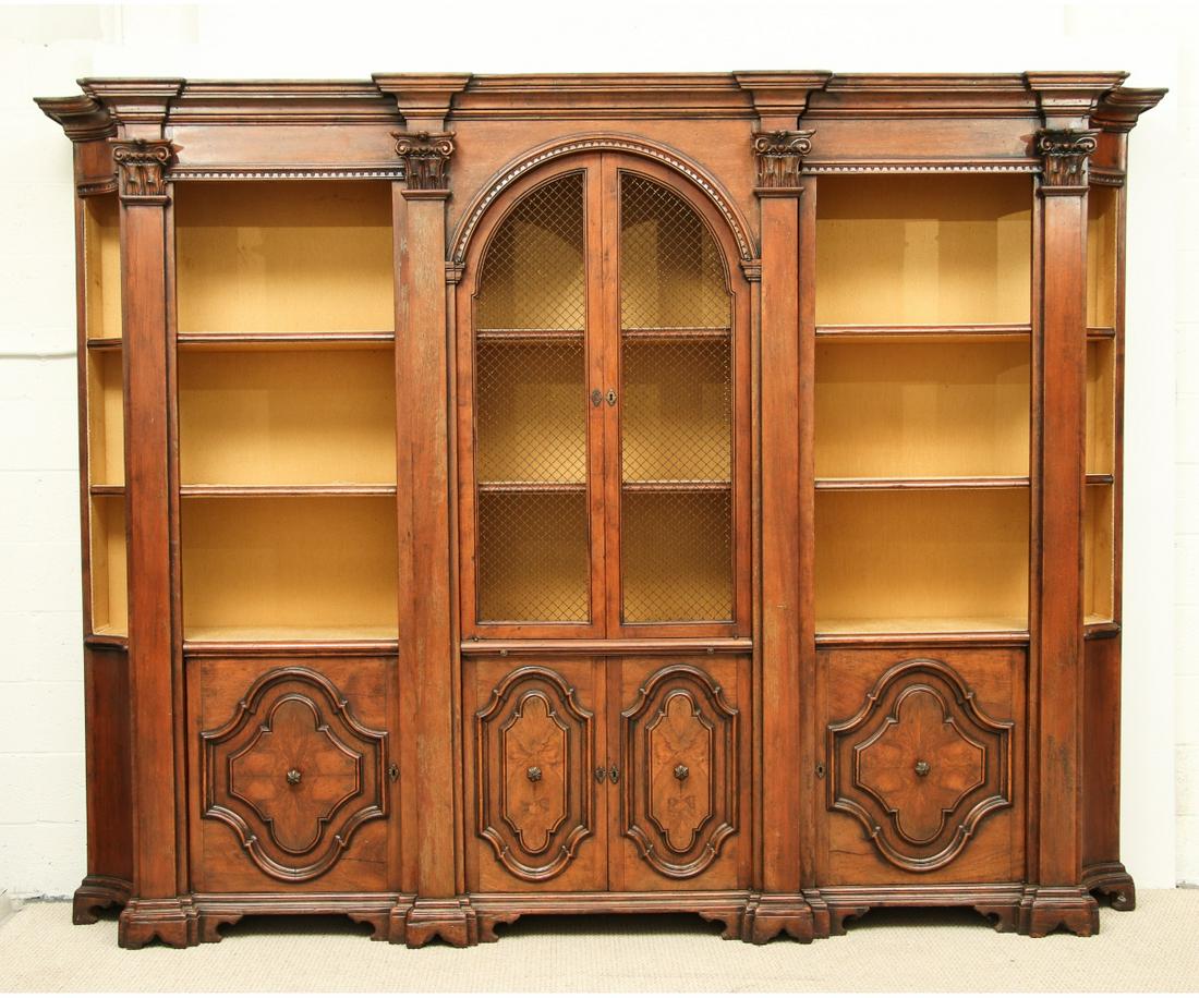 MASSIVE ITALIAN WALNUT BOOKCASE (1 of 7)