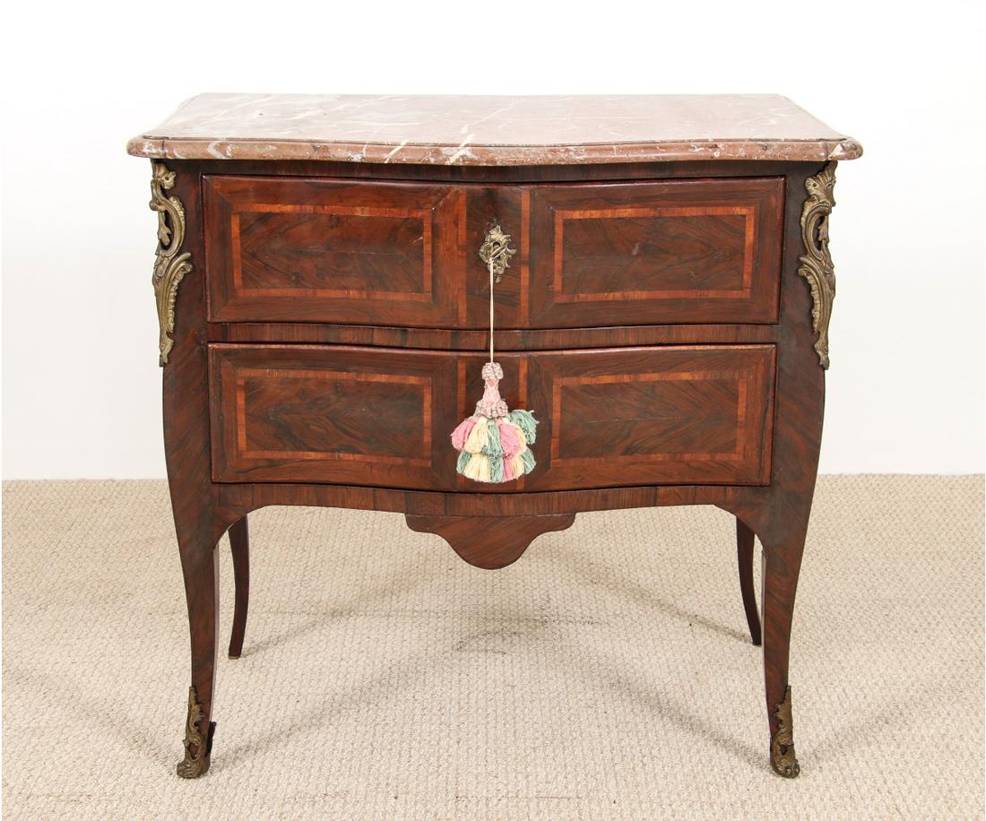 FRENCH KINGWOOD INLAID MARBLE TOP COMMODE (1 of 10)