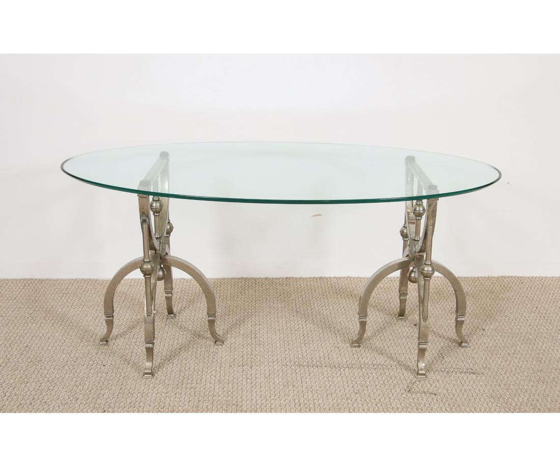 DIRECTOIRE STYLE OVAL GLASS COFFEE TABLE (1 of 3)