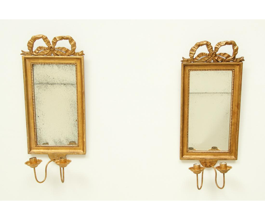 PAIR OF FRENCH STYLE MIRRORED SCONCES (1 of 2)