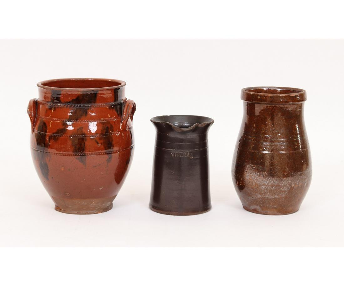 THREE PIECES OF REDWARE (1 of 6)