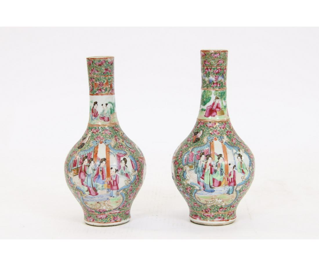 PAIR ROSE MEDALLION VASES (1 of 10)