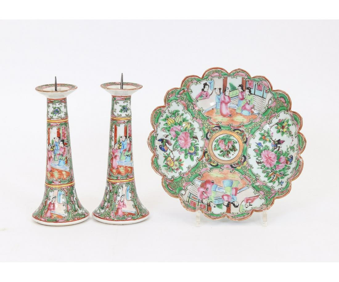 ROSE MEDALLION DISH AND CANDLESTICKS (1 of 8)