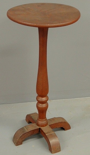 Primitive oak and pine New England candlestand, c.
