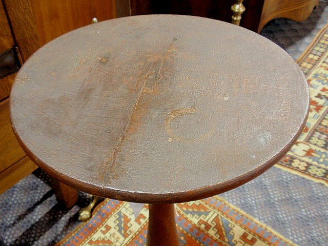Primitive oak and pine New England candlestand, c. - 2