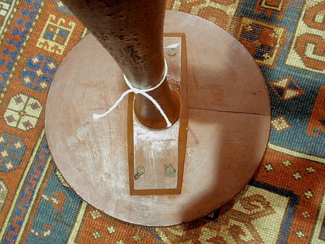 Primitive oak and pine New England candlestand, c. - 3