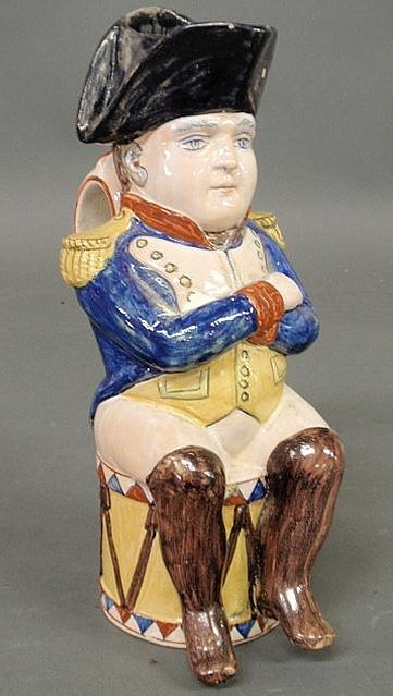 Staffordshire Toby mug of a seated Napoleon, 19th : Staffordshire Toby mug of a seated Napoleon, 19th c. 12"h.