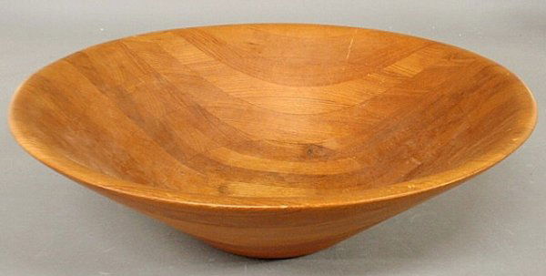 Danish Modern teak salad bowl signed "Laurids Lonb: Danish Modern teak salad bowl signed "Laurids Lonborg, Denmark". 6"h.x18.25"dia.