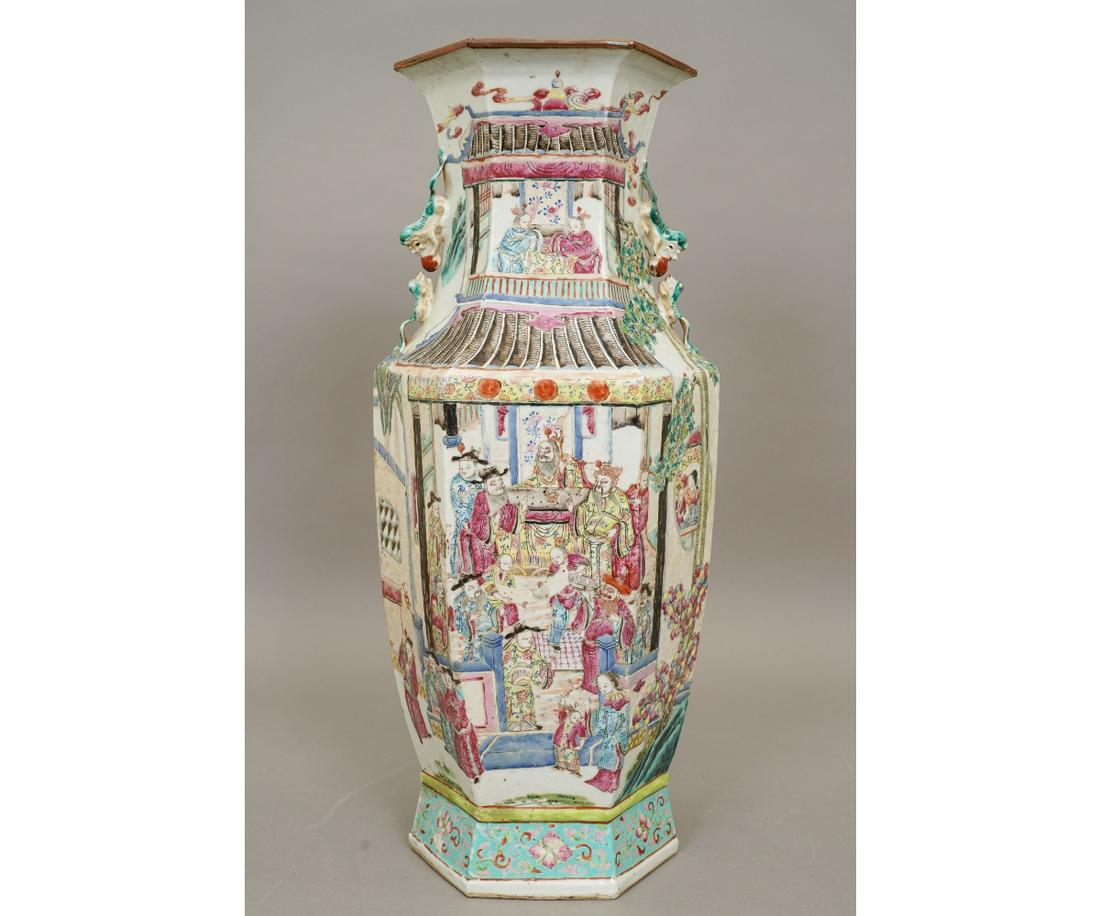 CHINESE HEXAGONAL PORCELAIN VASE (1 of 10)