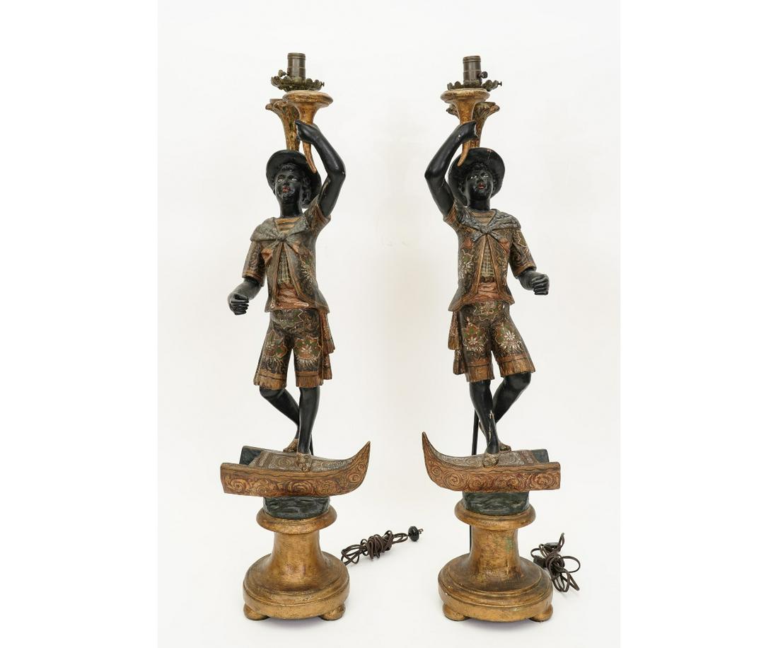 PAIR BLACKAMOOR FIGURAL LAMPS (1 of 12)