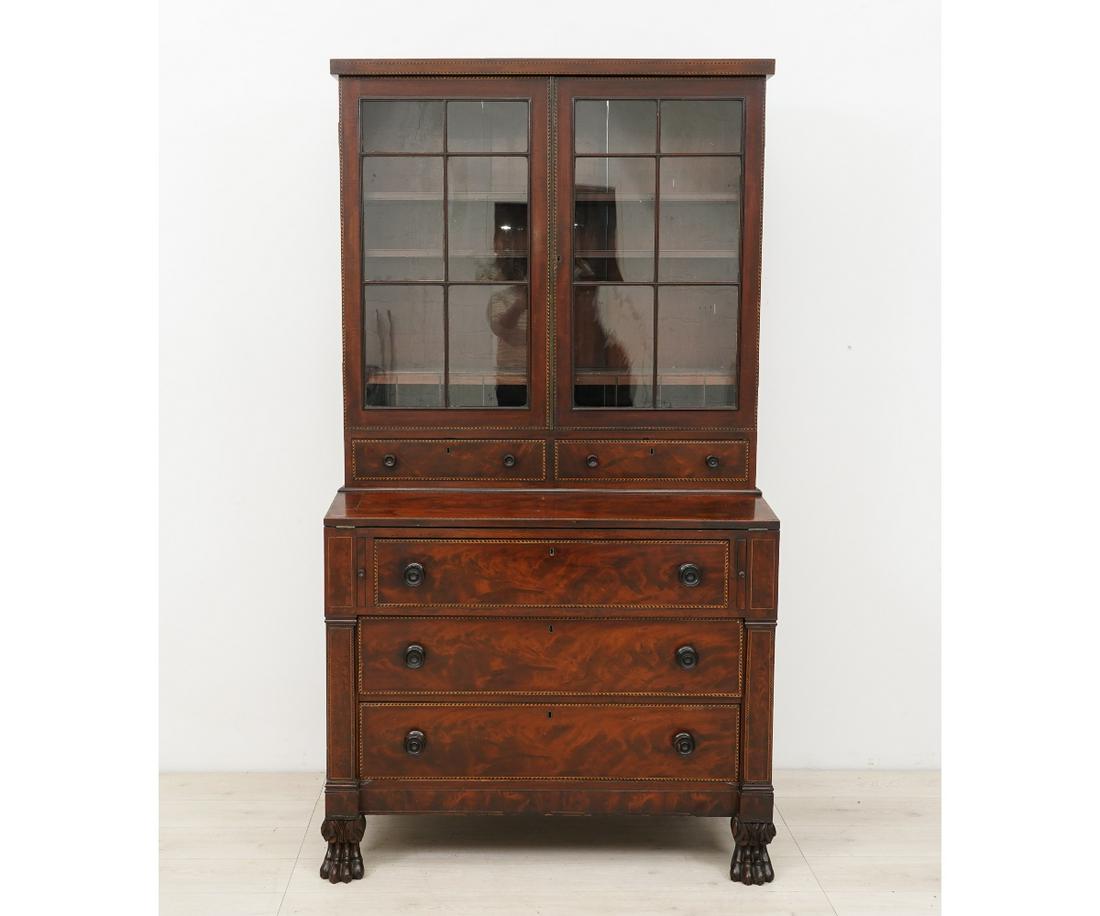 EMPIRE INLAID SECRETARY BOOKCASE (1 of 10)