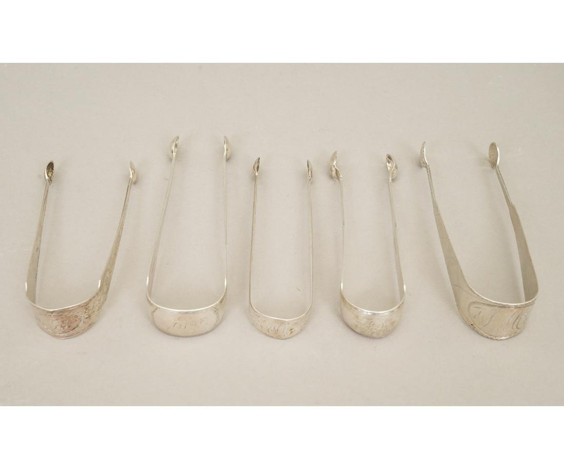 FIVE COIN SILVER SUGAR TONGS (1 of 4)
