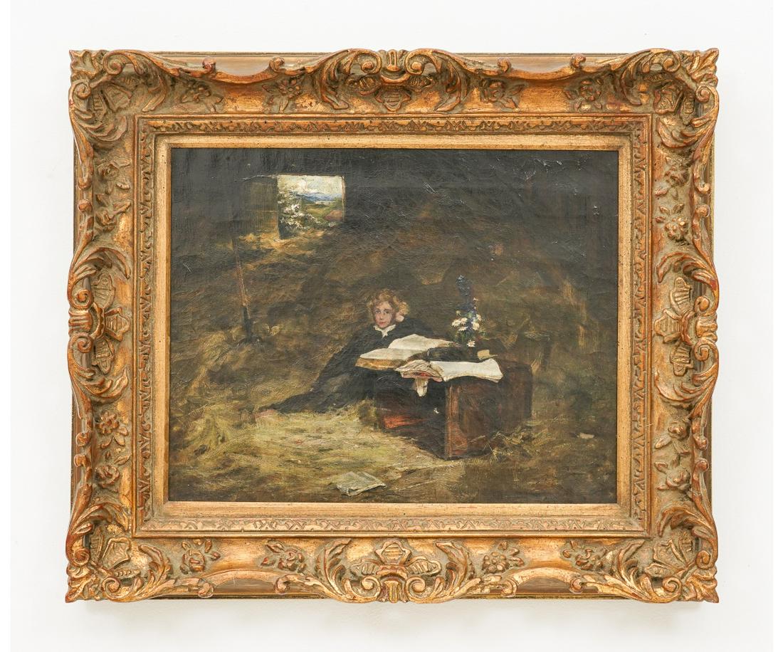 OIL ON CANVAS OF A BOY READING (1 of 5)