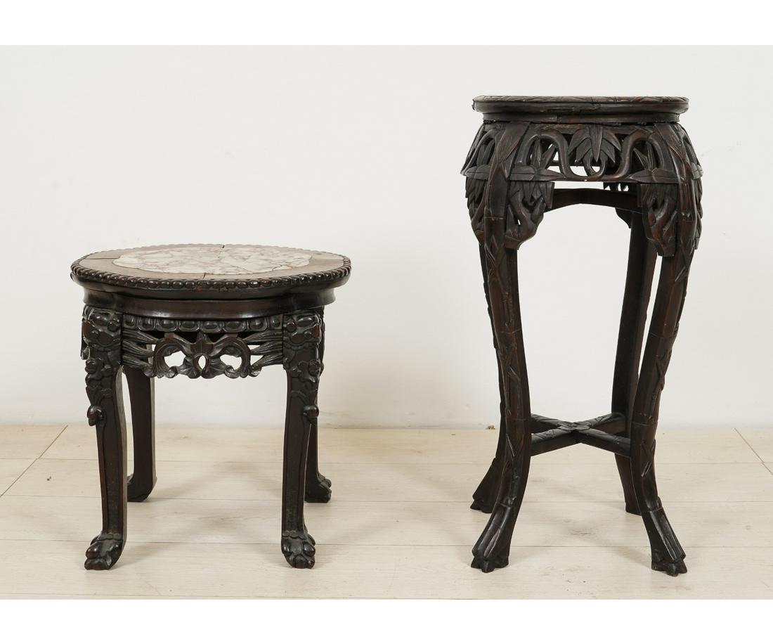 TWO ASIAN MARBLE TOP STANDS (1 of 4)