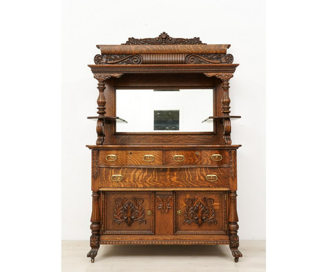 OAK SIDEBOARD WITH MIRROR (1 of 10)