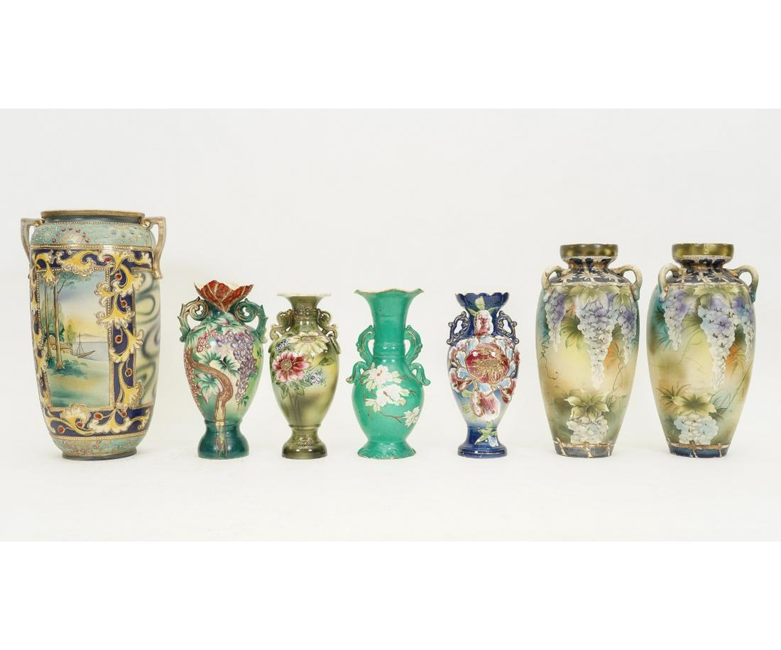 SEVEN JAPANESE CERAMIC VASES (1 of 7)