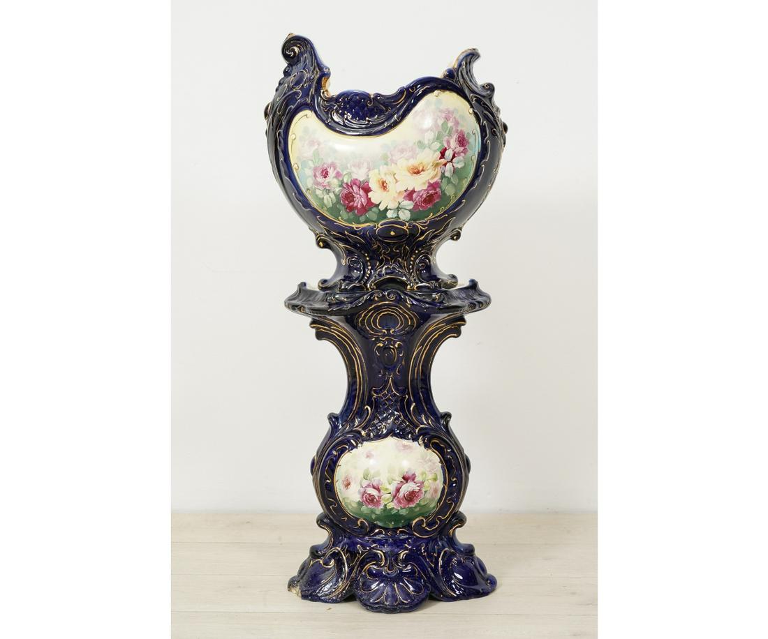 VICTORIAN TWO-PIECE MAJOLICA PLANTER (1 of 9)