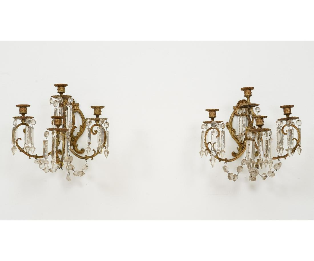 PAIR OF GILT AND BRASS WALL SCONCES (1 of 9)